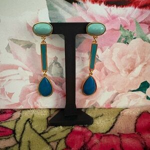 Trina Turk Elegant Gold and Turquoise Dangle Earrings